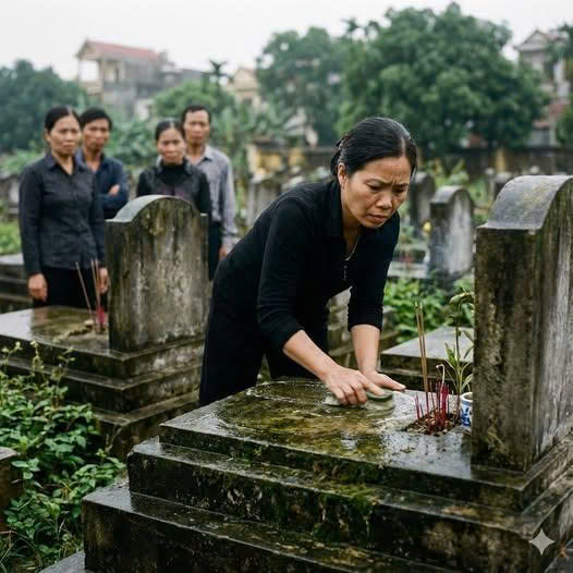 Sáng nào đúng 6 giờ, người ta cũng thấy bà Hòa – một người phụ nữ nghèo, gầy gò – Yên tĩnh bước vào nghĩa trang phía sau bệnh viện huyện